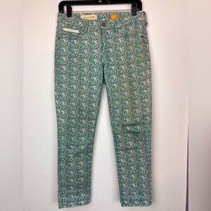 Pilcro & The Letterpress NWOT green and peach tiny floral skinny jeans runs big